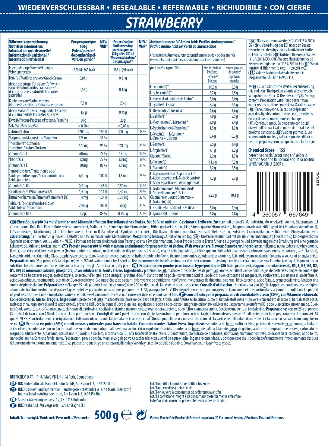 ACTIVE Pro 80 - Erdbeere 500g