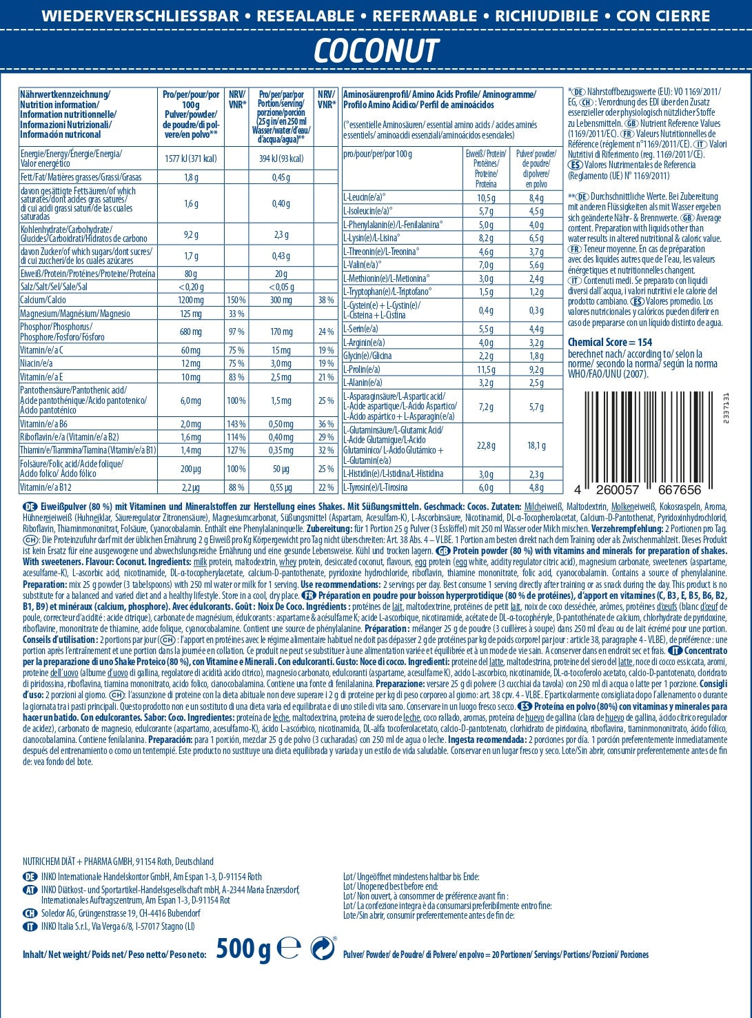 ACTIVE Pro 80 - Cocos 500g