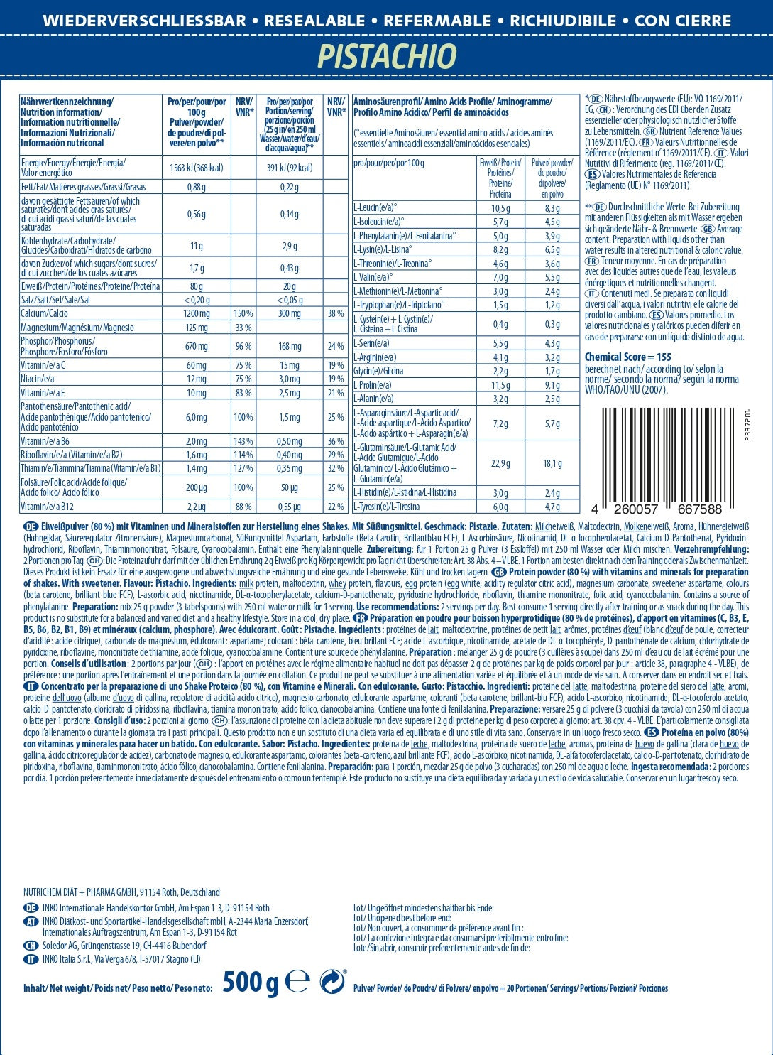 ACTIVE Pro 80 - Pistazie 500g