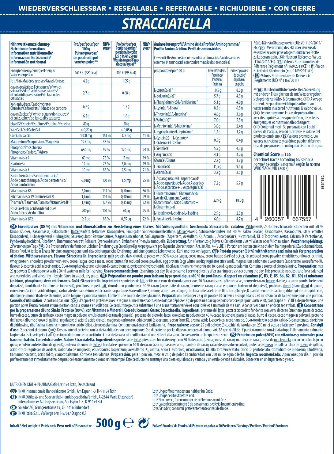 ACTIVE Pro 80 - Stracciatella 500g