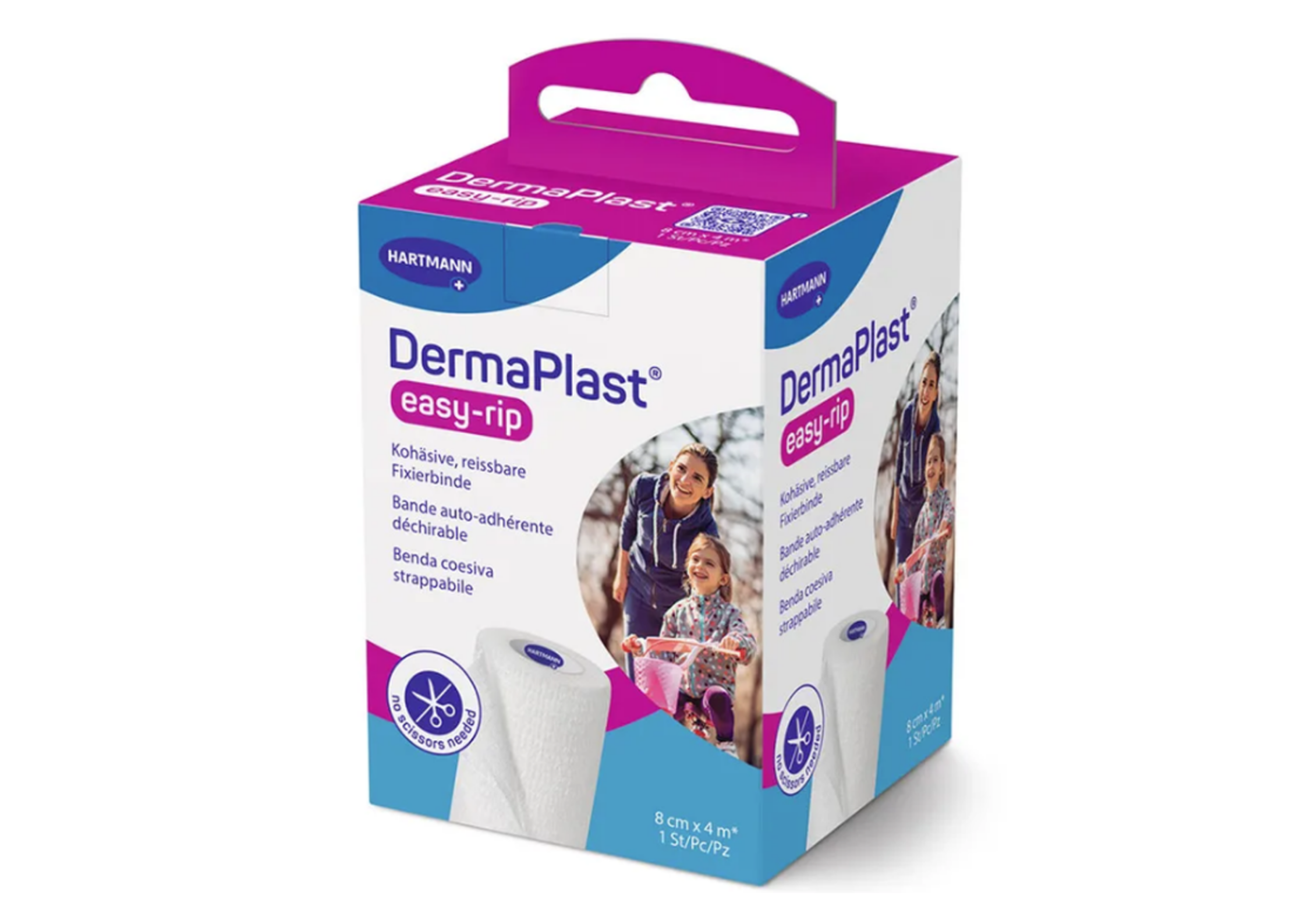 DermaPlast® easy-rip, kohäsive, reissbare Fixier- und Stützbinde, weiss 4 m
