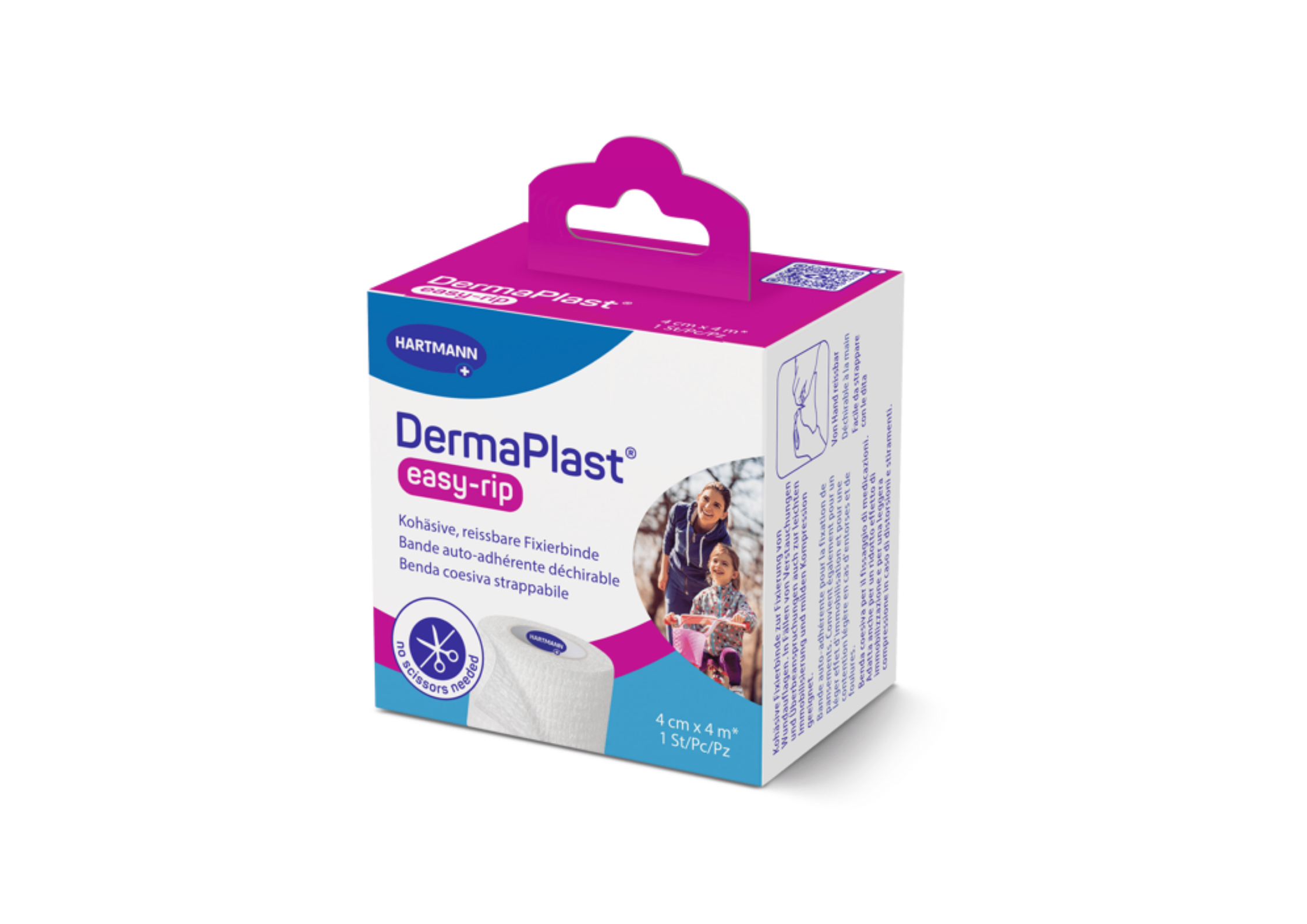 DermaPlast® easy-rip, kohäsive, reissbare Fixier- und Stützbinde, weiss 4 m