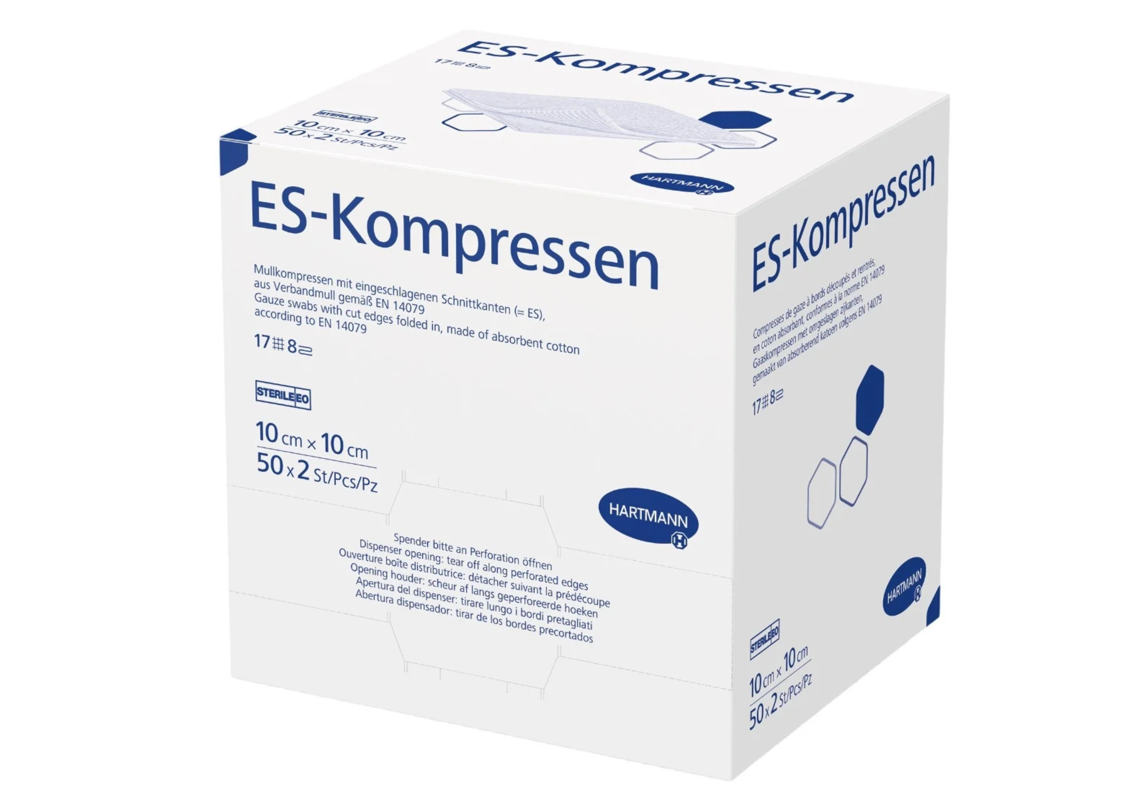 ES Faltkompressen und Longuetten, Typ 17, steril 8-fach 10 x 10 cm - 100 Stück