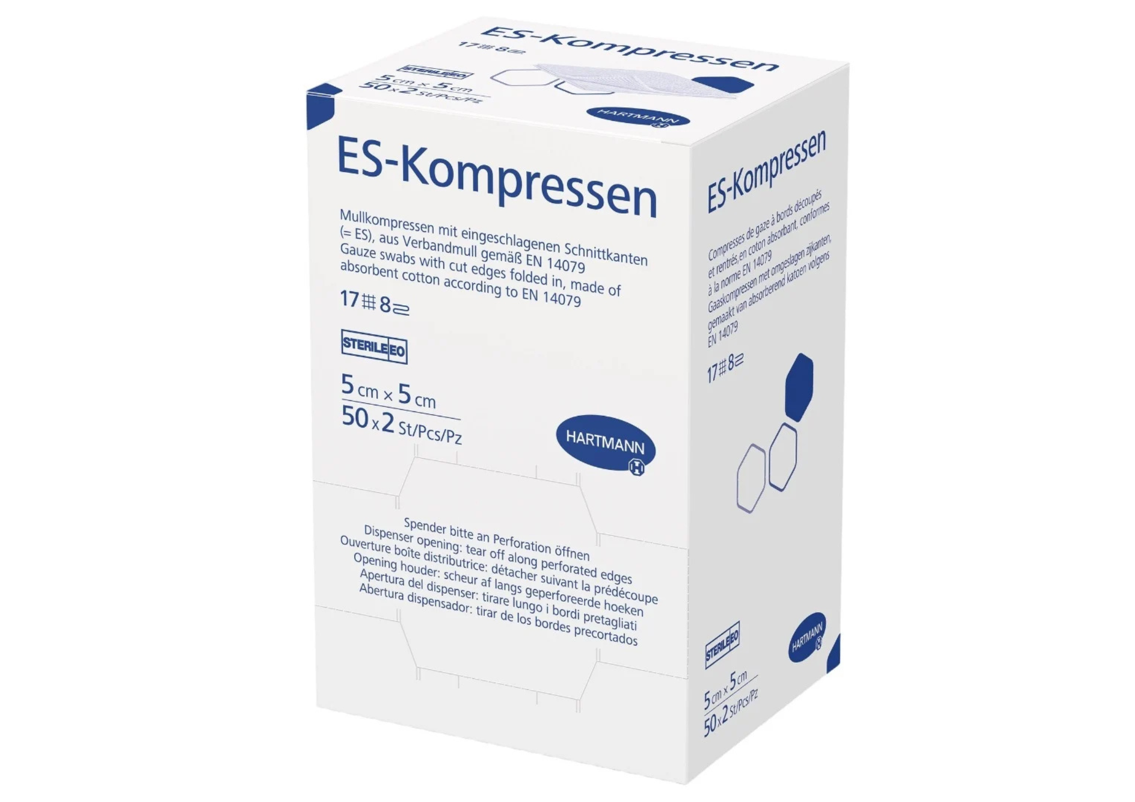 ES Faltkompressen und Longuetten, Typ 17, steril 8-fach 5 x 5 cm - 100 Stück