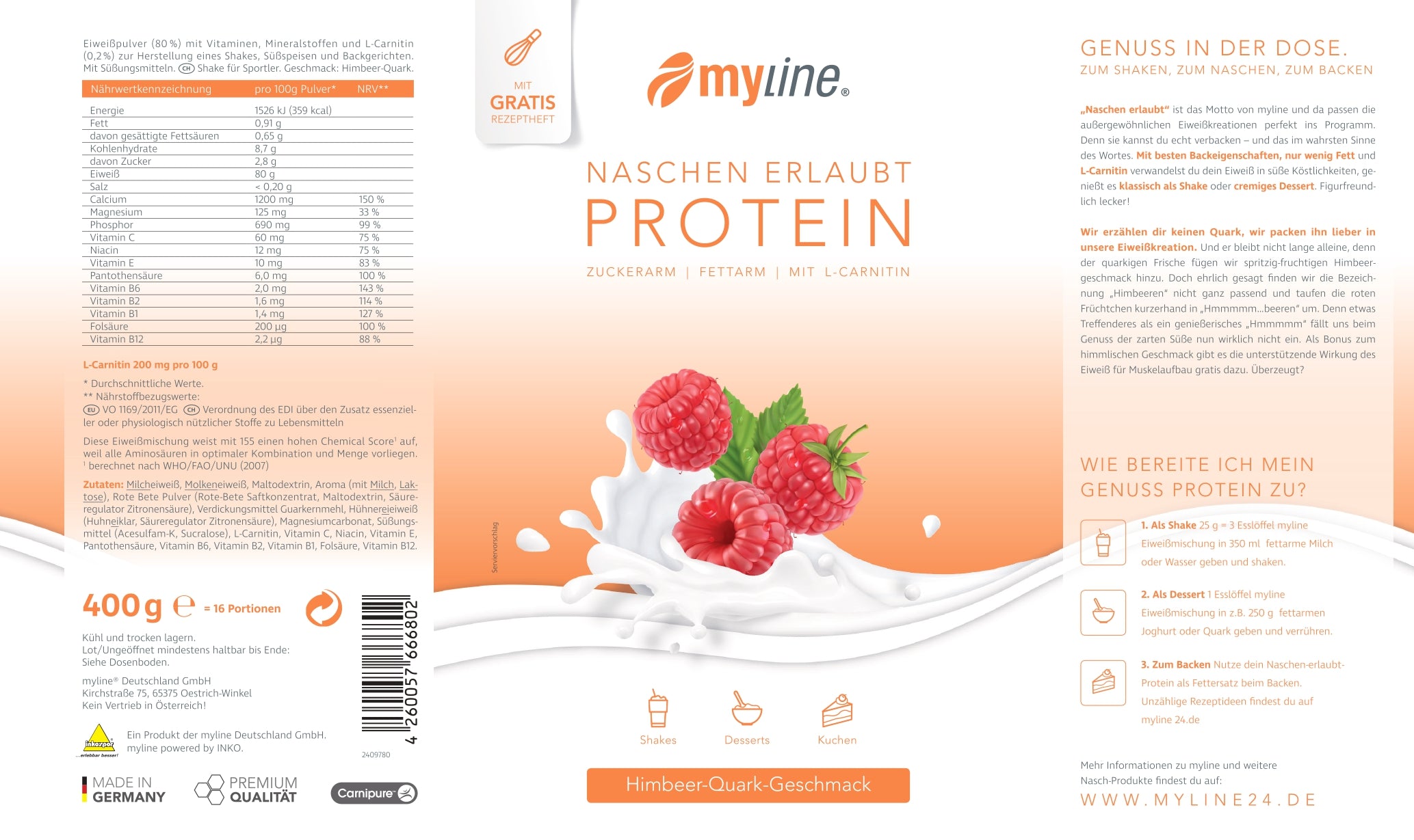 MyLine-Eiweiss Himbeer-Quark 400g