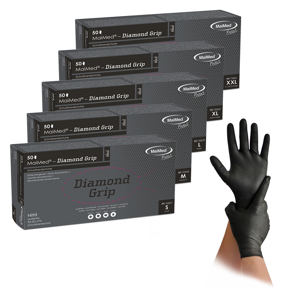 Nitril - Einweghandschuh Diamond Grip Black