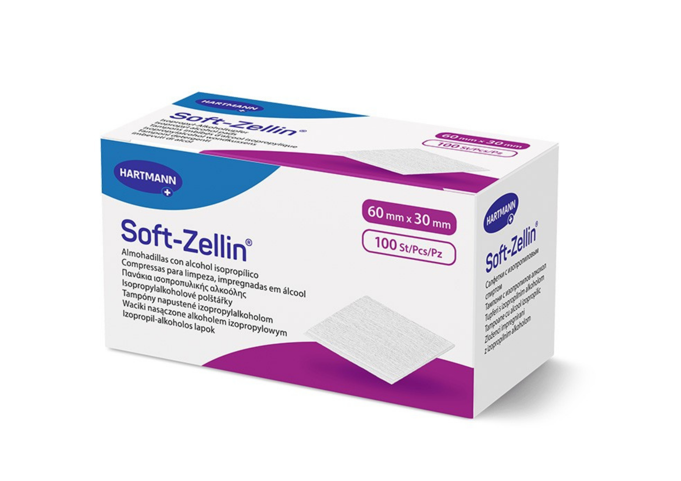 Soft-Zellin Alkoholtupfer 60 x 30 mm