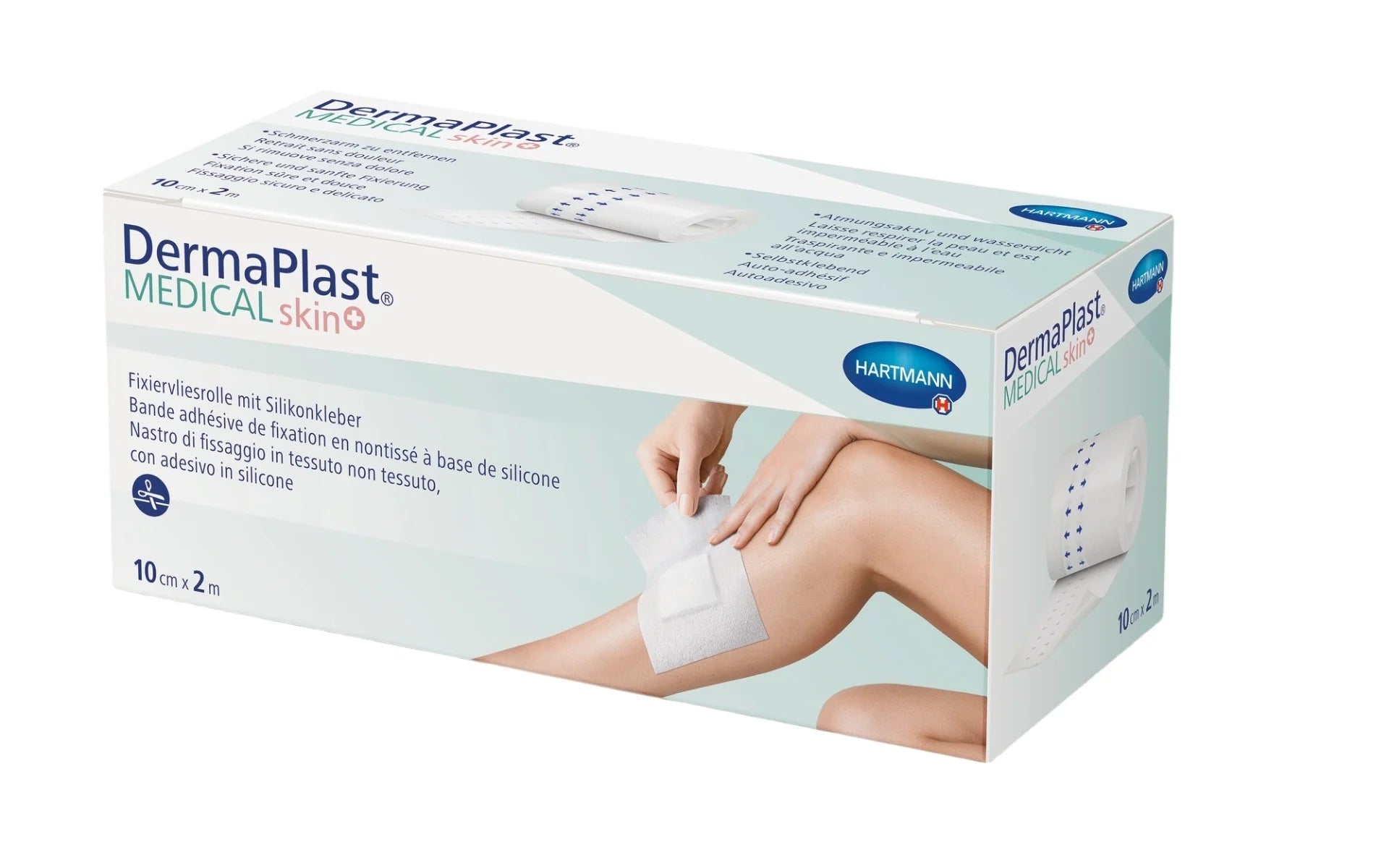 DermaPlast® Medical skin + Fixiervliesrolle mit Silikonkleber 1 Stück - 10 cm x 2 m
