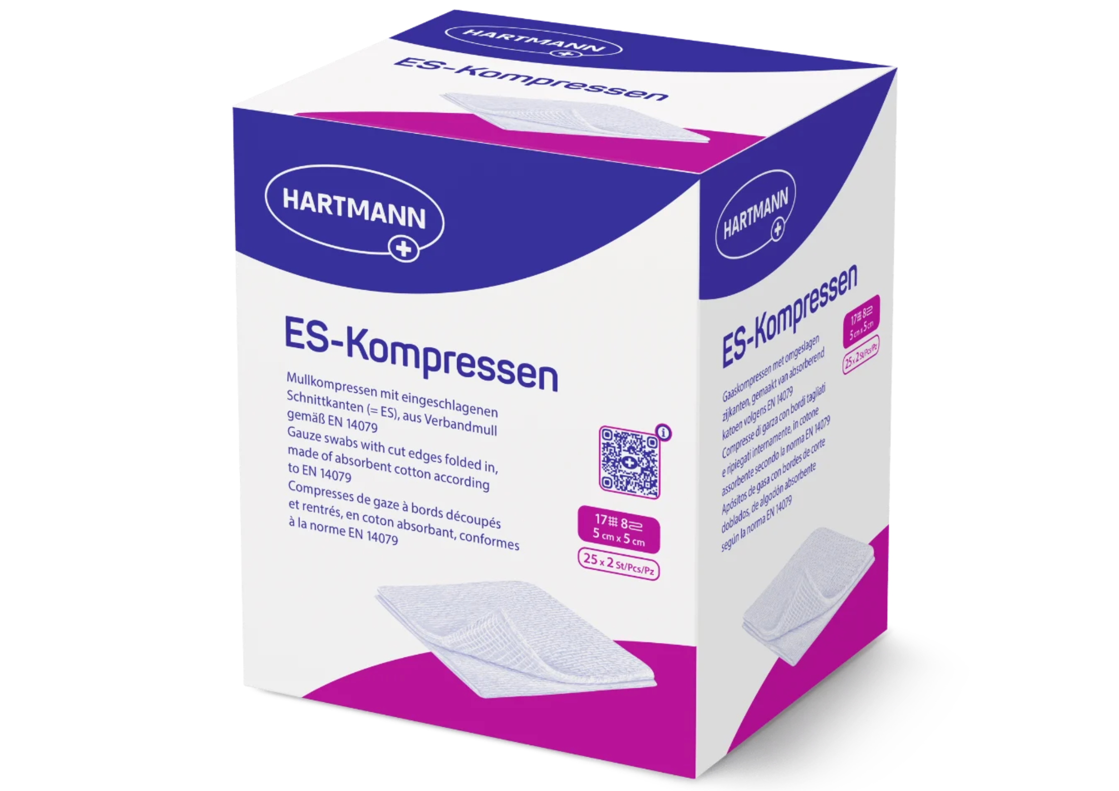ES Faltkompressen und Longuetten, Typ 17, steril 8-fach 5 x 5 cm - 50 Stück