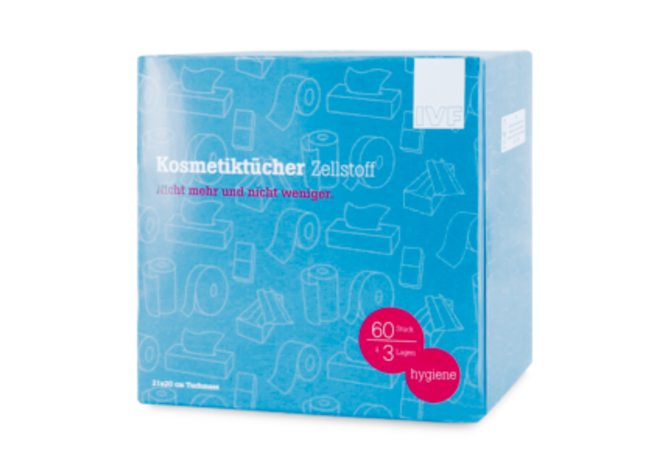 Kosmetiktücher Würfelförmige Box, weiss, 3 Lagen, 60 Blatt
